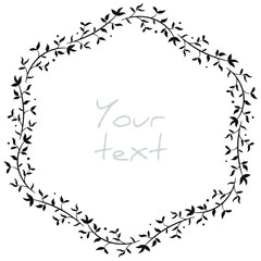 Vector abstract foliate wreath; decorative frame for greeting cards, invitations, wedding cards, posters, banners, web design.