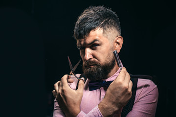 Male fashion. Style for bearded men. Barber shop.