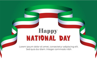 National Day in Italy poster concept with 3D waving italian flag ribbon on green background for invitation, banner, republic day celebration card, patriotic holiday graphic template booklet Vector art