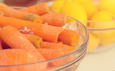 Fresh carrots for preparation of juice.