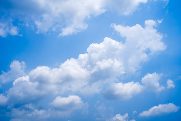 Fototapeta na wymiar White clouds shaped like a tiger On a clear day With a blue sky background