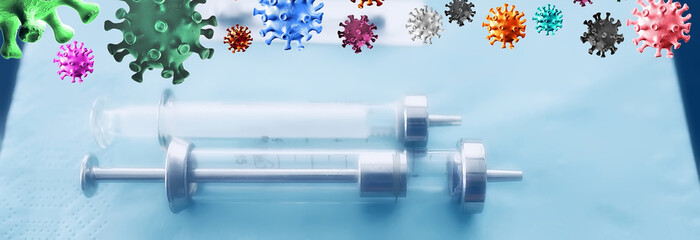syringe and ampoule, coronavirus vaccine, concept medicine vaccination protection covid 19