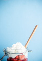glass of strawberry with cream