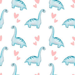 Cute cartoon dinosaurs seamless pattern