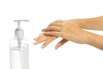 clean disinfection Hand with alcohol gel sanitizer hand gel cleaners for anti bacteria and covid-19 virus