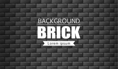 Brick background, black brick realistic, vector illustration