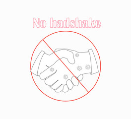 Coronavirus Prevention - Social Distance. flat outline vector icon - social distance -  no handshake