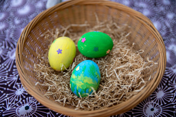 easter eggs in a basket