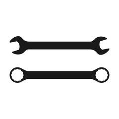 Wrench icon. Flat vector illustration spanner on white background.