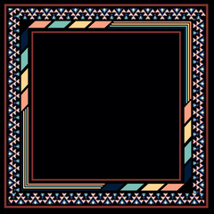 printed silk square scarf with ethnic design 