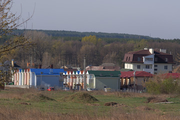 Fototapeta na wymiar Village colorful houses. Rural architecture.
