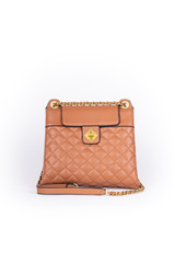 leather elegant women bag. Fashionable female handbag, isolated