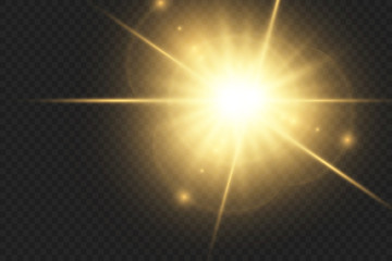 Glow isolated white transparent light effect set, lens flare, explosion, glitter, line, sun flash, spark and stars.