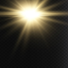 Glow isolated white transparent light effect set, lens flare, explosion, glitter, line, sun flash, spark and stars.