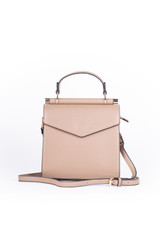 leather elegant women bag. Fashionable female handbag, isolated