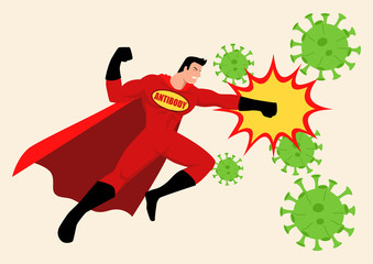 Superhero fighting viruses