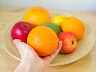 bright fruits on a wooden table