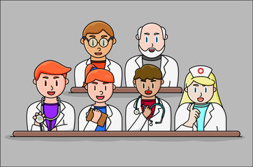 character doctor, nurse, professor, medicine team