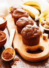 Chocolate muffins with banana
