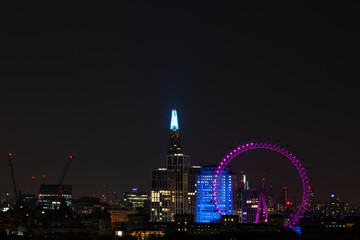 London city sky line aerial night view