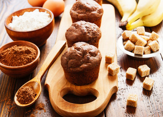 Chocolate muffins with banana