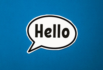 white cloud with the words Hello on a blue background