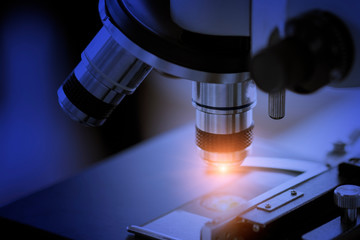 Laboratory concept; close up shot of a microscope in a laboratory