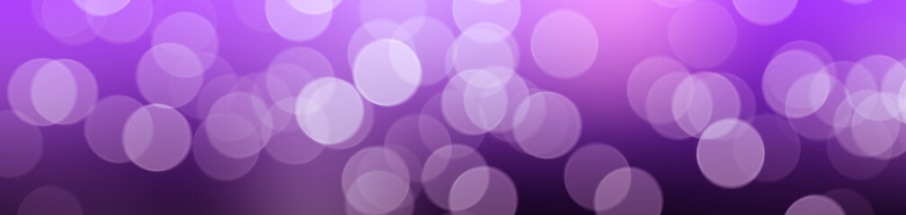 Purple panoramic bokeh lights abstract background.