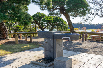 Water tap for people to drink in public park