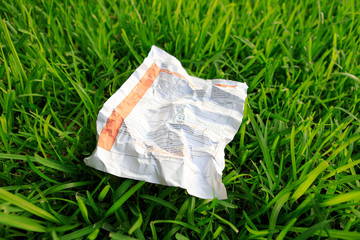 paper on the grass