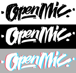 Open Mic - Logo for event, comedy club, bar, pub, nightclub, venue, cafe, stand up show, karaoke place, anything related to entertainment and show business.