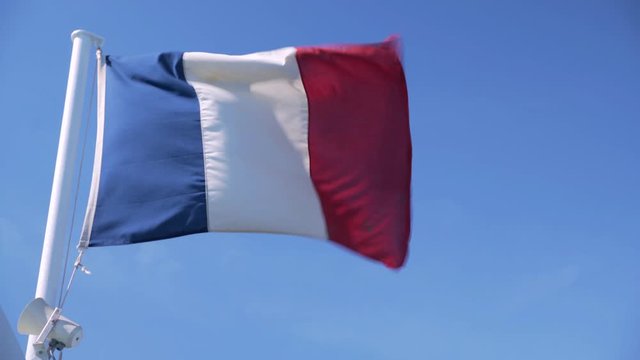 French tricolour flag blowing in the wind