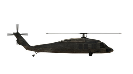Military helicopter isolated on white. Render 3d. Illustration. © Artur Didyk