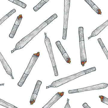 Ganja Joint Weed Marijuana Seamless Vector Pattern Background
