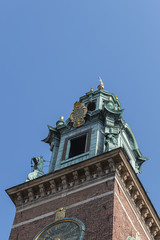 Clock Tower of Wawel Cathedral (Katedra Wawelska, from 11th century). Wawel Hill in Krakow, Poland.