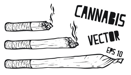 joint or spliff. Drug consumption, marijuana Vector
