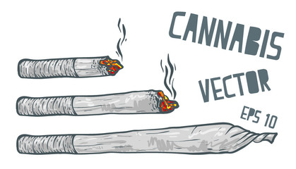 joint or spliff. Drug consumption, marijuana Vector - obrazy, fototapety, plakaty