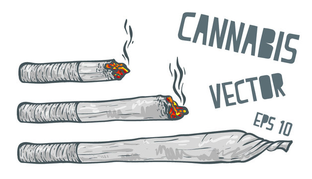 joint or spliff. Drug consumption, marijuana Vector