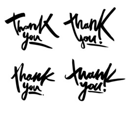 Thank you card set. Hand drawn lettering. Vector illustration.