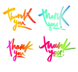 Thank you card set. Hand drawn lettering. Vector illustration.