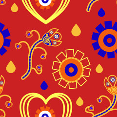 Red floral paisley folk pattern