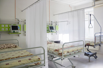 Room with beds in hospital