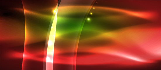 Abstract background. Shiny design neon waves with light effects, techno trendy design. Vector Illustration For Wallpaper, Banner, Background, Card, Book Illustration, landing page
