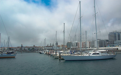 Fototapeta na wymiar Ponta Delgada Harbor. Sao Miguel, Azores, Portugal, Europe