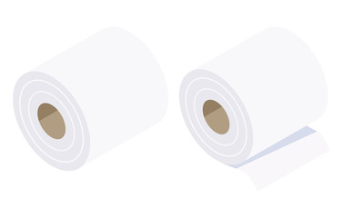 アイソメトリック　トイレットペーパー　イラスト