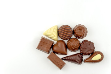 Assorted Chocolates on White Background