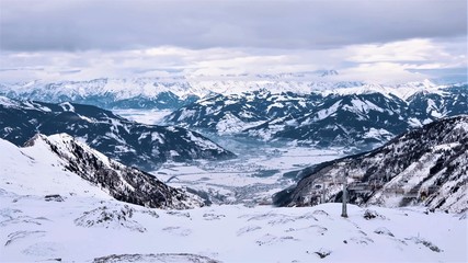 aerial view on snow mountain