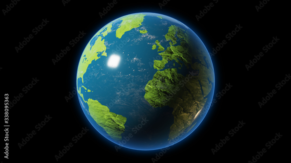 Wall mural earth planet isolated on black background. clipping path included. 3d rendering.