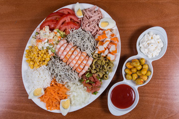 Salad with rice and sea foods.