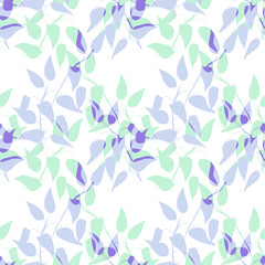 Seamless Pattern with Leaves. Hand Drawn Illustration.